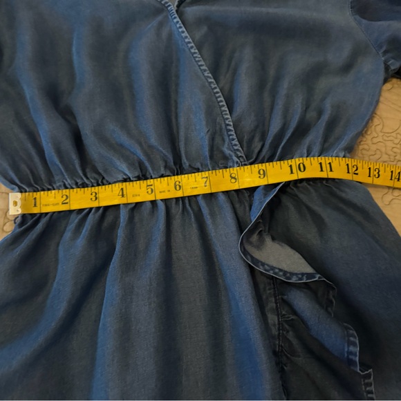 LC Lauren Conrad Blue Chambray Denim Ruffle Dress, Size S - Picture 9 of 12